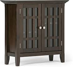 72.625'' h x 18.58'' h x 32'' w x 27.5'' w x 19'' d. Simplihome Bedford Solid Wood 32 Inch Wide Rustic Low Storage Media Cabinet In Dark Tobacco Brown W Simpli Home Farmhouse Storage Cabinets Tempered Glass Door