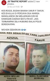 Beliau berkata sebanyak 6,000 kes hubungan jenis melibatkan wanita di bawah umur. Viral Media Johor Berhati2 Semua Kes Rogol Budak Bawah Umur Penjenayah Dipercayai Melarikan Diri Ke Bp Facebook