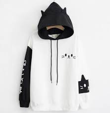 Black And White Sweatshirt For Girls Https Www Sweatshirtxy Com Cosplay Cat Ear Hoodies For Teenage Girls Black And White Color Block Swe Womens Sweatshirts Hoods Fall Sweatshirt Harajuku Hoodie