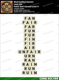 Word Cookies Pastry Chef Coconut Level 11 Answers Game Solver