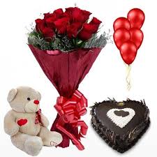 Rose Happy Birthday Heart Shape Chocolate Cake Deluxe Temptations Combo Gifts Black Forest Heart Cake Teddy Balloon And Roses Sweet Touch To Your Balloon Cake Red Rose Bouquet Flower Delivery