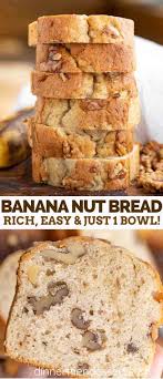 Banana Nut Bread Is Soft And Moist Made With Ripe Bananas Sour Cream Walnuts And Butter And Banana Nut Bread Banana Nut Bread Recipe Banana Nut Bread Easy