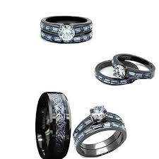 Black And Blue Wedding Rings For Her His Tungsten And Her Black Amp Blue Stainless Steelcz Engagement Wedding Ring Set Camo Wedding Rings Sets Wedding Ring Sets Blue Wedding Rings
