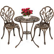 Best Choice Products Antique Cast Aluminum 3 Piece Outdoor Bistro Set Walmart Com In 2020 Outdoor Bistro Set Bistro Set Patio Furniture Sets