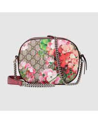 A structured blooms print leather chain mini bag or wallet with our textured tiger head spur the gg blooms print was first presented throughout the fall/winter 2015 fashion show collection and has blooms print beige/ebony gg supreme canvas, a material with low environmental impact, with. Gucci Canvas Blooms Gg Supreme Mini Chain Shoulder Bag Lyst