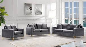 This week's decorating with chrome furniture ideas is full of clean, beautiful and inspiring. Grey Velvet Gold Chrome Legs Sofa Modern Meridian Furniture 633 Naomi 633grey S