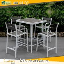 High Quality Outdoor Club Poly Wood Bar Table Set For Bistro Furniture Small Tall Pub Table And Chairs Patio Furnishings Bistro Furniture Outdoor Patio Decor
