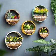 4color Modern Nordic Round Iron Metal Glass Hanging Flower Pot Wall Display Wall Mounted Vase Planter Storage Rack Home Room Decor Shelf Floating Wish Wall Planters Indoor Hanging Flower Pots Wall