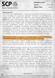 Scp 939 Document With Images Scp Foundation Predator