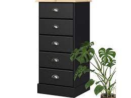 Schwarze kommode schmal kommode 3 schubladen wei u00df blau schmale ablage f u00fcr flur Kommode Lorca 5 Schubladen In Schwarz Und Natur Loft24 De