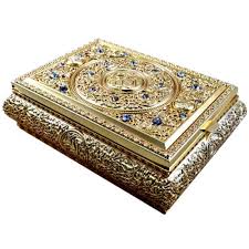 Big Quran Stand Holder Islamic Muslim Koran Gold Decorated Storage Box Gold Decor Islamic Gifts Quran
