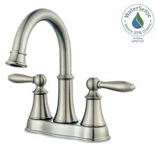 Pfister Courant 4 In Centerset 2 Handle Bathroom Faucet In Brushed Nickel Lf 048 Cokk The Home Depot Bathroom Faucets Faucet Low Arc Bathroom Faucet