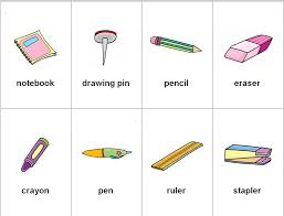 Leer Y Aprender Juntos Utiles Escolares En Ingles Notebook Drawing Pencil Eraser Drawing Pin