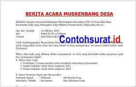 Contoh isian format penyusunan rkpdes. Contoh Berita Acara Musrenbang Desa Gampong Kecamatan Berita Pedesaan Pengacara