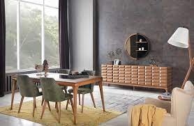 Ahşap renginin hâkim olduğu yemek takımları kullanıcılar tarafından daha fazla rağbet görmektedir. Diana Yemek Odasi Ceviz