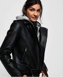 Superdry Pu Hooded Biker Jacket Sponsored Spon Pu Superdry Hooded Womens Biker Jacket Jackets Jackets For Women