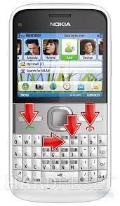 Please refer to the following faq regarding your phone's unlocking: Hard Reset Nokia E5 How To Hardreset Info
