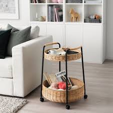 Lubban Serving Cart With Storage Rattan Anthracite Ikea Ikea Trolley Table Ikea Catalog