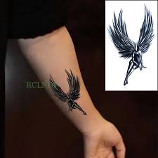 This blackwork pair of angel wings occupy the whole a small cherub sleeps on the wearer's wrist. Waterproof Temporary Tattoo Stickers Angel Wing Fake Tatto Flash Tatoo Tatouage Body Art Hand Back Foot For Girl Women Men Lady Temporary Tattoos Aliexpress
