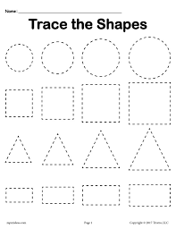 3 tracing shapes worksheets smallest to largest supplyme