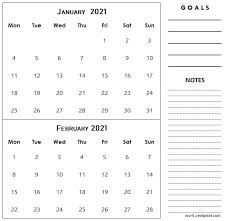 Two Month January February 2021 Calendar Template With Holidays In 2020 Calendar Template 2021 Calendar Holiday Calendar Printable