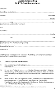 Ausbildungsvertrag Fur Pta Praktikanten Innen Pdf Free Download