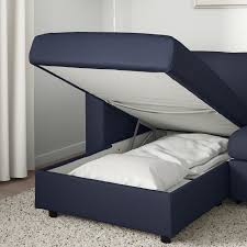 Vimle أريكة سرير 3 مقاعد مع أريكة طويلة Orrsta أسود أزرق Ikea