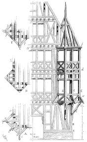 Timber Framed Bartizan Old Book Illustrations Timber Frame Construction Historical Architecture Timber Frame