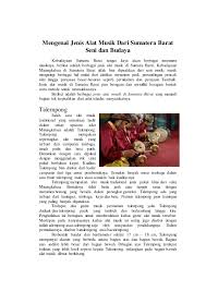 Musik tradisional di era milenial. Alat Musik Sumatera Barat