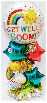 Get well soon balloon gift with plush dog | stuffed animal bulldog, colorful balloon, assorted candy in reusable acrylic 6 pieces decorative foil balloons get well soon helium foil balloons bright colored for friends and family wish theme party supplies birthday wedding decorations. 75 Balloons Get Well Ideas In 2021 Balloons Balloon Bouquet Get Well