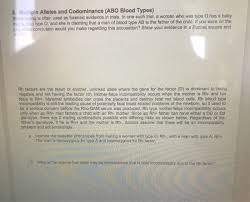 Video recap multiple alleles (blood types) amoeba sisters video recap: Solved 3 Multiple Alleles And Codominance Abo Blood Typ Chegg Com