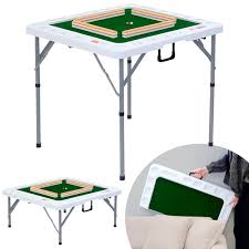 Amazon | 【二つ折りコンパクト】ONE STEP 麻雀卓 折りたたみ 軽量 家庭用 コンパクト 高さ2段階調整 ドリンクホルダー付き  (ホワイト) | 麻雀 | おもちゃ