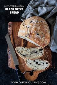 Mediterranean Black Olive Bread Www Oliviascuisine Com A Delicious No Knead Crusty Bread Made Wit Olive Bread Black Olive Bread Recipe Black Olives Recipes