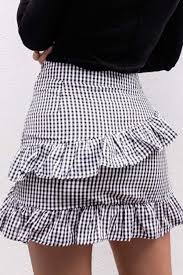 Black And White Plaid Skirt Outfits Summer Black White Plaid Print Ruffled Tie Waist Chic Mini Skirt Mini Skirts Skirt Outfits Summer Skirt Outfits