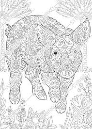 Pig stock vector illustration of henna, drawn, black. Pin On Coloring Ideas Old Previews