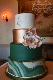 Rose Gold Hunter Green And Marbled Wedding Cake By K Noelle Cakes Wedding Cake Emerald Green Green Wedding Cake Rose Gold Wedding Cakes