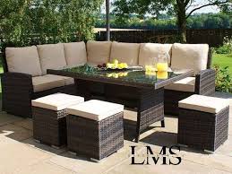 0 99 Gbp Rattan Corner Garden Sofa Dining Table Set Furniture Black Brown Grey Ebay Home Gard Garden Furniture Sets Sofa Dining Table Outdoor Dining Set
