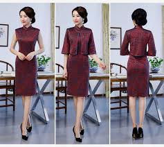 新款棉改良套装旗袍婚礼连衣裙中长款礼服中老年女装妈妈装大码 8191套装 m 图片 价格 品牌 报价 京东 chinese clothing clothes for women peplum dress