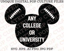 College Football Ncaa Disneyland Football Mickey Mouse Walt Etsy College Football Nfl Team Colors Custom Tshirts