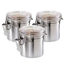 Product title4 piece airtight acrylic canister set, food storage. Oggi Brushed Stainless Steel Mini Clamped Canister Bed Bath Beyond Stainless Steel Canister Set Stainless Steel Canisters Brushed Stainless Steel