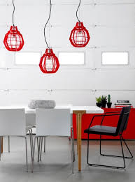 Red Pendant Lights Garage Door Simple Dining Table Caged Lamp Cage Light