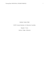 You may find a number of capstone project examples online. Individual Student Profile
