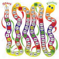 Juegos de mesa para niños. El Juego De Mesa Serpiente Con Movimientos Hacia Arriba Y Hacia Abajo Numeros De Color Ilustraciones Vectoriales Clip Art Vectorizado Libre De Derechos Image 62188374