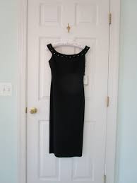 NWT CHIARA BONI LA PETITE ROBE Inger Black Dress Pearl Accents 4 $695