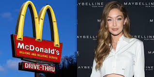 Model, photographer, stylist, makeup or hair stylist, casting director, agent, magazine, pr or ad gigi hadid. Supermodel Gigi Hadid Slammed For Promoting Mcdonald S Food