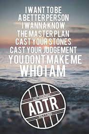 A day to remember (often abbreviated adtr) is an american rock band from ocala, florida, founded in the spring of 2003 by guitarist tom denney and drummer bobby scruggs. Pin By Alexyss On Soundtrack Adtr Lyrics Band Quotes Favorite Lyrics