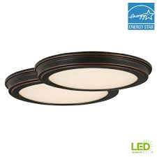Commercial Electric 13 In Oil Rubbed Bronze Led Ceiling Flush Mount With White Acrylic Shade 2 Pack Jju3011l Orb The Home Depot