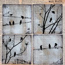 Easy Birds On A Wire Painting Birds On A Wire Handmade Glass Wall Decor From Upcycled Etsy Art Carrier Newspaper Art Window Art