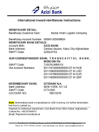 An intermediary bank works as a middleman between the remitting bank and the beneficiary bank. Swift Details Sardar Khalil Logistic Company