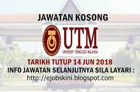 Handling cashier (as and when required). Jawatan Kosong Universiti Teknologi Malaysia Utm 14 Jun 2018